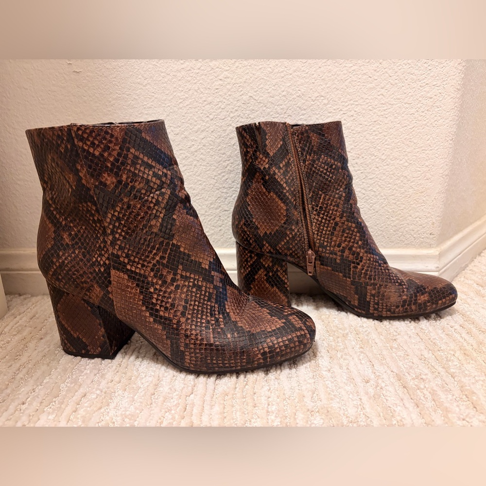 Snake Print Ankle Boots